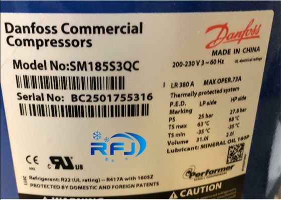 Danfossの実行者60Hzスクロール冷凍の圧縮機SM185S3QC